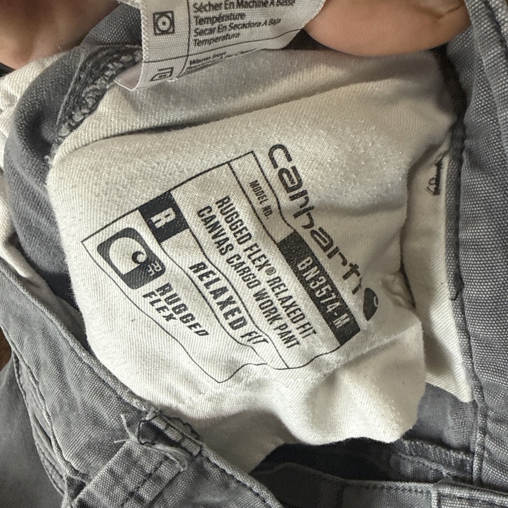Carhartt BN3574-M Rugged Flex Relaxed Fit Canvas Cargo Work Pant Gray 34x32 - Picture 4 of 8
